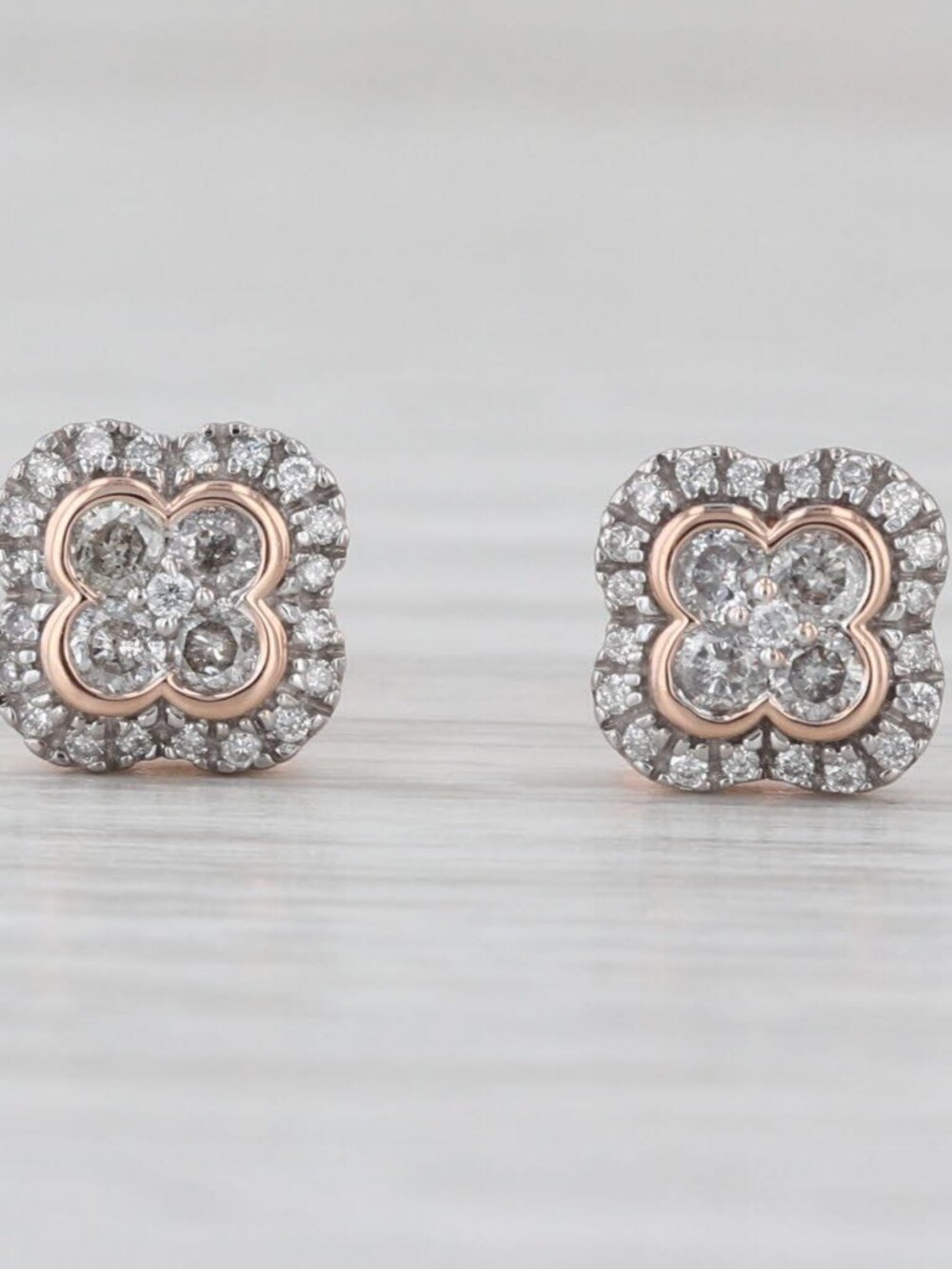 0.28ctw Diamond Halo Stud Earrings 14k Rose Gold Studs